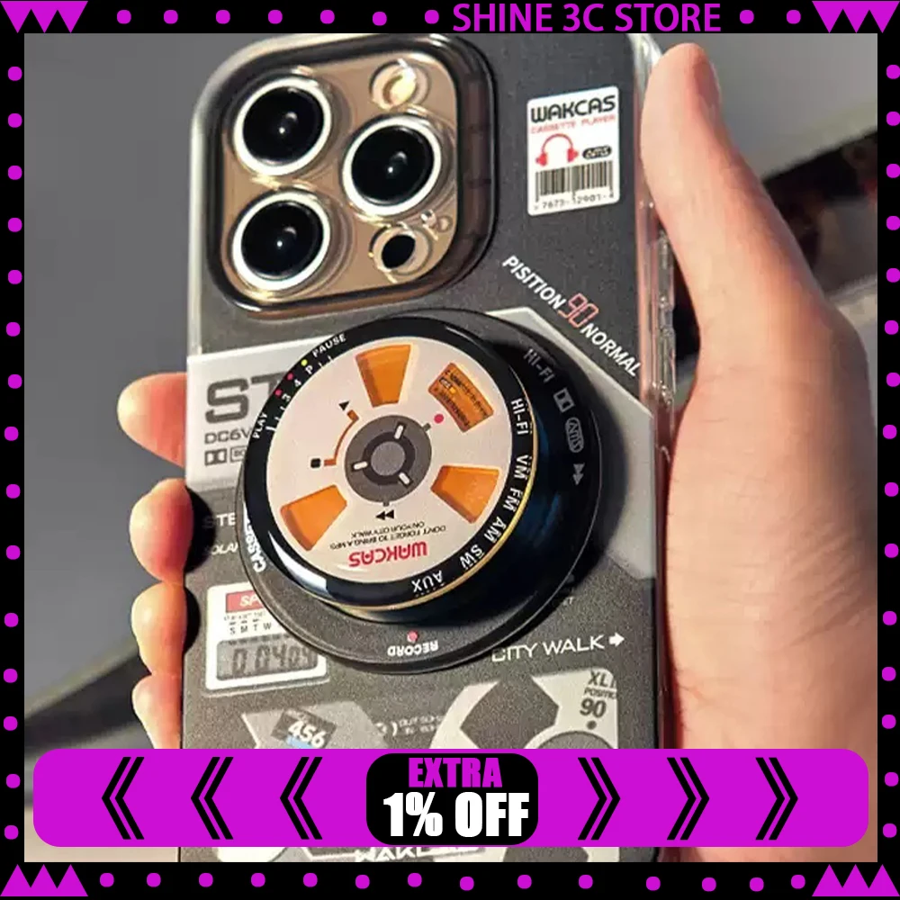 WAKCAS mobile phone bracket Rotating magnetic suction Top PVC- tape drive Stereo button modeling strong magnetic attraction
