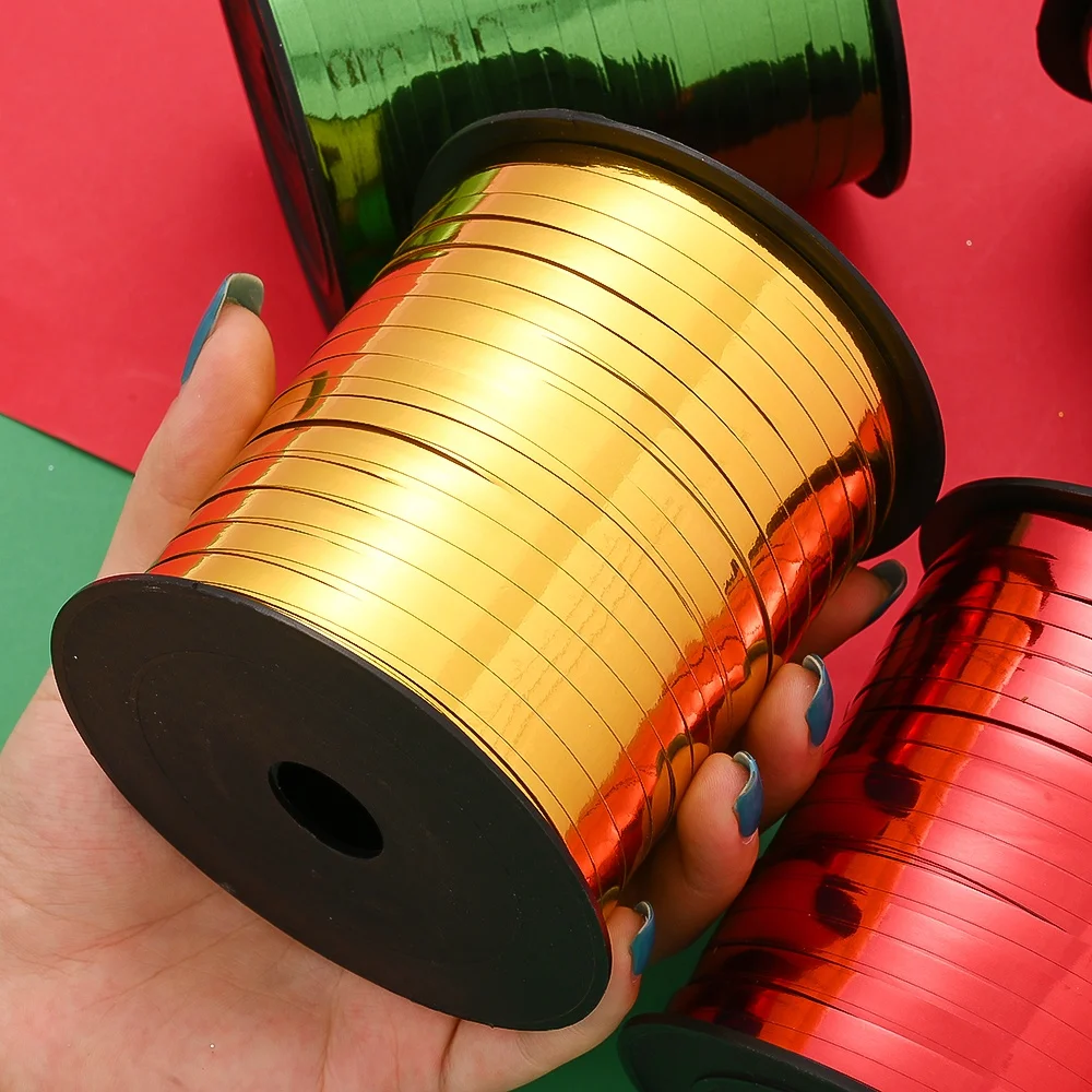 iYOE 5MMX250 Yards Christmas Foil Balloon Ribbon DIY Wedding Present Curling for Gift Wrapping Party Decoration String Ribbons