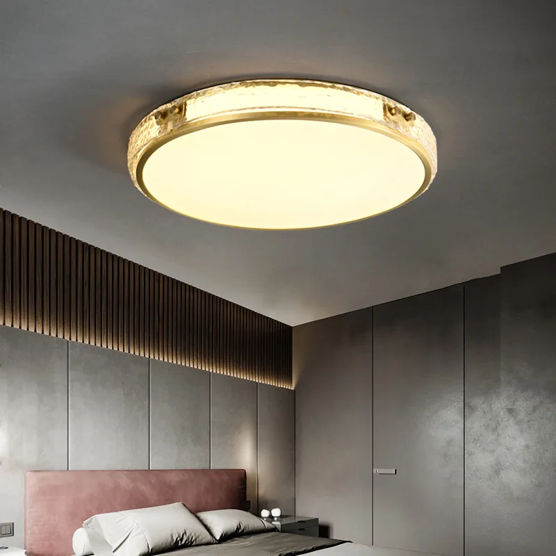 Light Luxury Round Ultra-thin Copper Ceiling Lights Dining Hall Villa Living Room Study Whole House Art Lamp Lighting Decoration