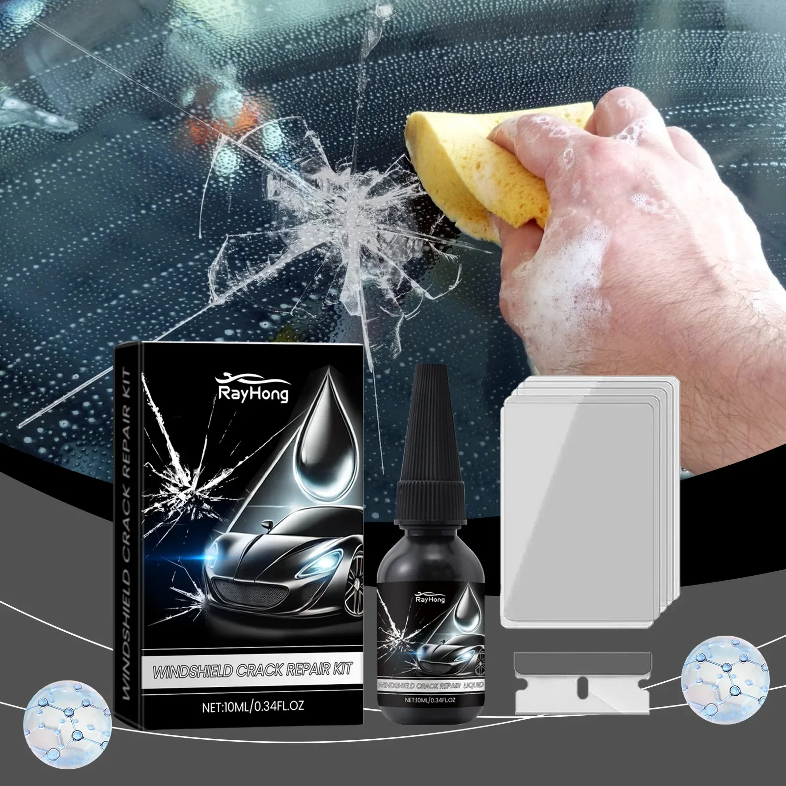

10ml Auto Window Scratch Repair Liquid Glass Scratch Repair Cracks and Clear Vision Liquid Filler Car Vehicle Care
