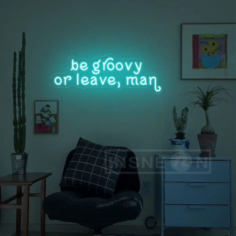 Be Groovy Or Leave Man Neon Sign, Housewarming Gift, Retro Wall Art, ,70's Wall Art,70's Decor, Hippie Neon Sign