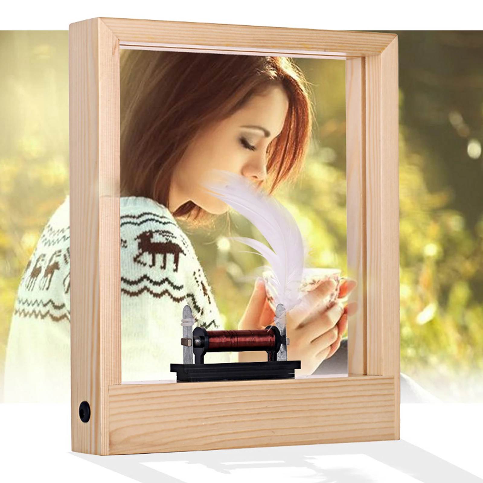 

Indoor Slow Motion Time Photo Frame 110V LED Optical Illusion Home Decor Pine Wood 9″ x 11″ x 1.77 ″