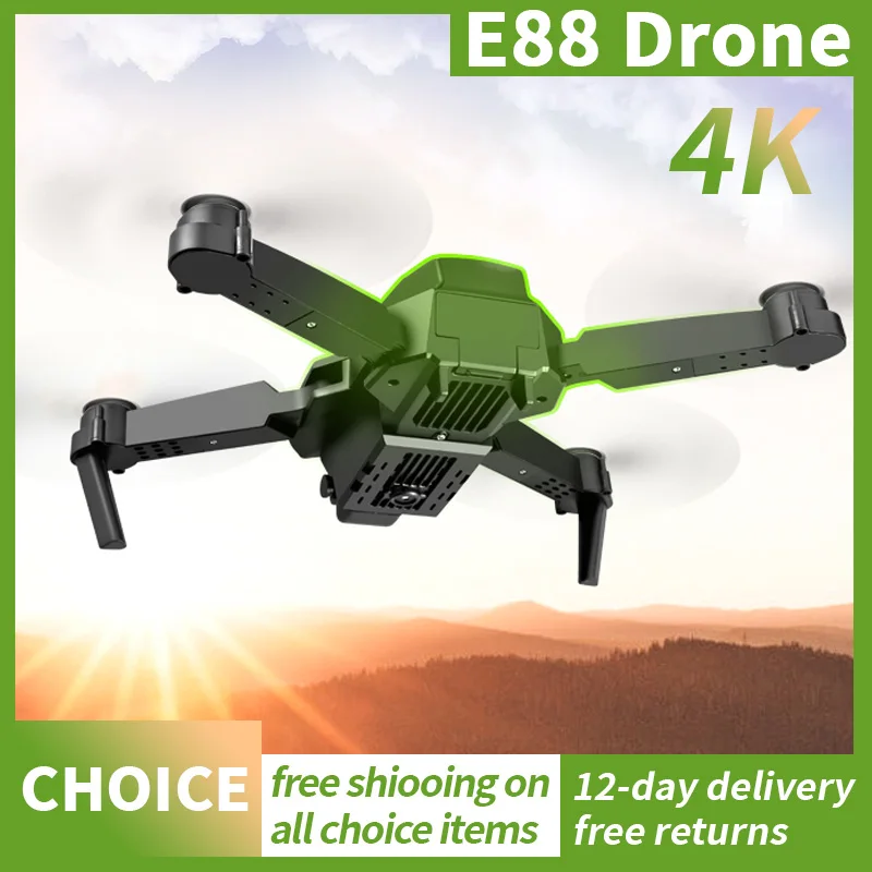 GEETHA E88 Drone Professional 4K HD Dual Cameras LED lighting Aerial Photography Omni-directional Foldble Wide Angle RC Drone