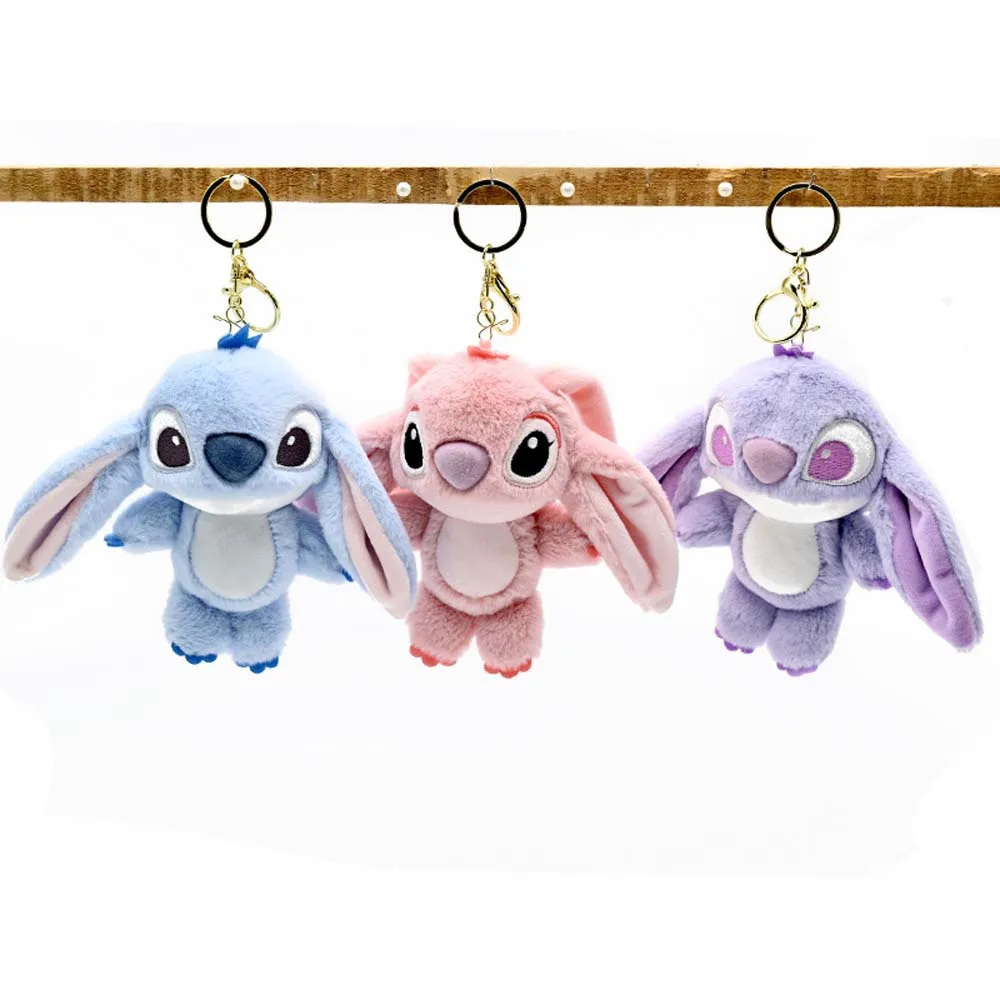 16CM Disney Kawaii Stitch Plush Keychain Toy Lovely Lilo & Stitch Doll Angel Plushies Cute Stuffed Movie Anime Bag Pendant Gift