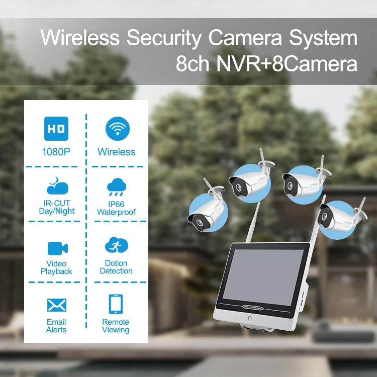 Sistema di telecamere CCTV di sicurezza domestica Kit Nvr Poe esterno 8 canali Telecamera IP audio bidirezionale