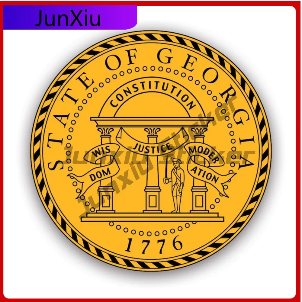 

Georgia State Seal Waterproof Sun Resistant Sport For Bumper Helmet Motorcycle Self Adhesive Easy To Remove Decor Vintage