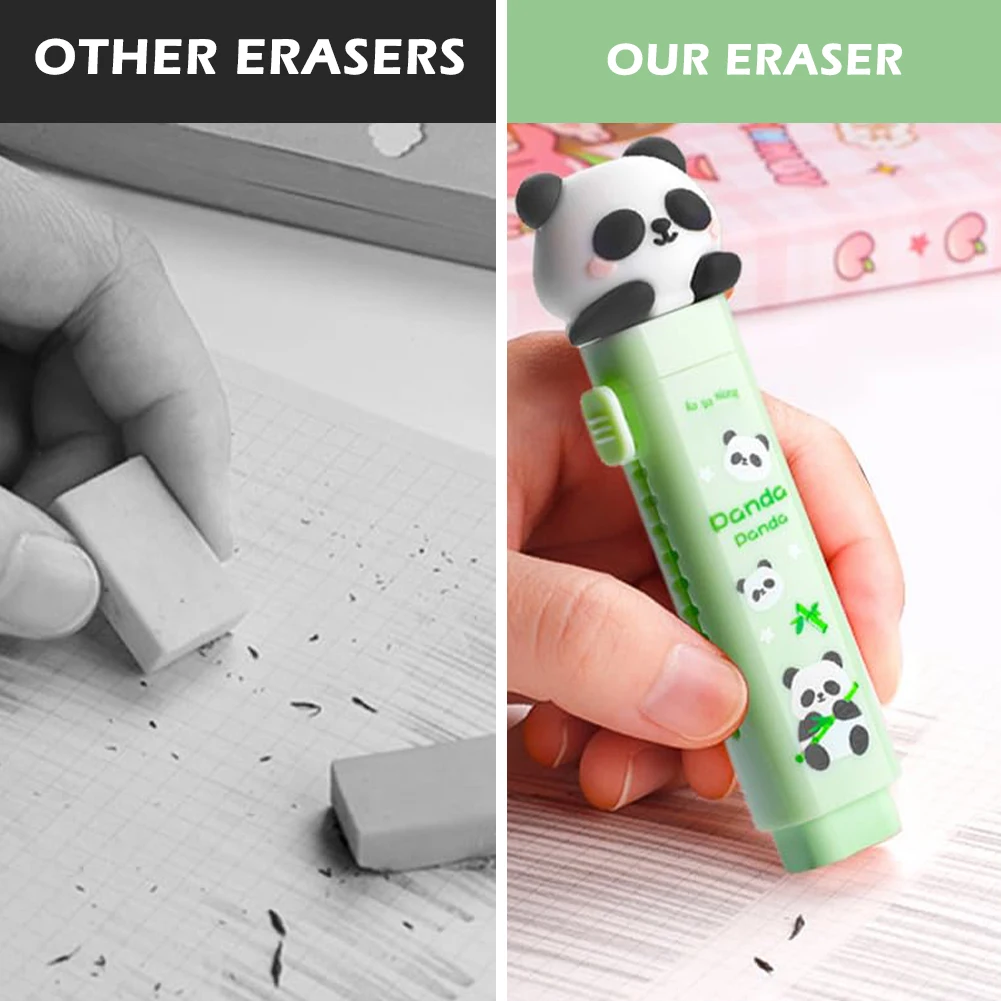 Gomme de dessin animé Krasno-Cartoon mignonne portable pour enfants, mini effaceur doux, écriture à nervures, étudiant de style vert