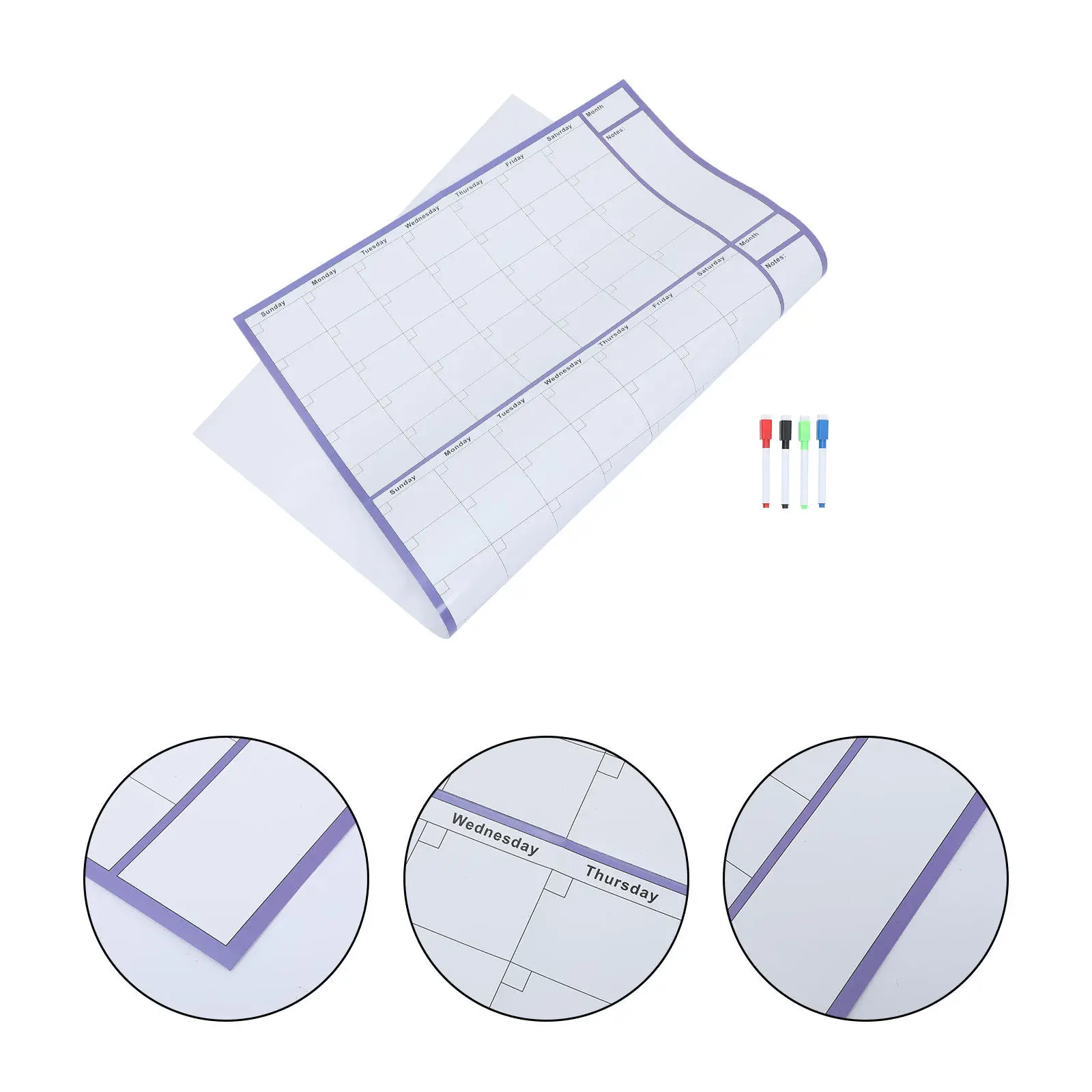 

1Set Reusable Daily Planner Large Erasable Wall Calendar Writable Dry Erase Sheet Home Office Yearly Wall Hanging Schedule