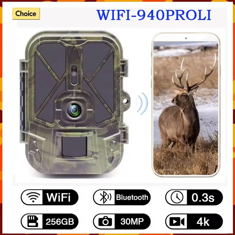 WiFi Live Broadcast 4G Hunting Trail Camera With 10000mAh Li-Battery 4K 30MP APP Bluetooth WiFi940PROLI Night Vision Traps IP66