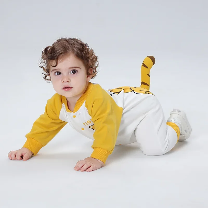 Animal Baby Clothes Rompers Cartoon Spring Kawaii Tiger Boys Girls Bodysuit Cotton Long Sleeves Onesie Child Jumpsuits 0-3 Year