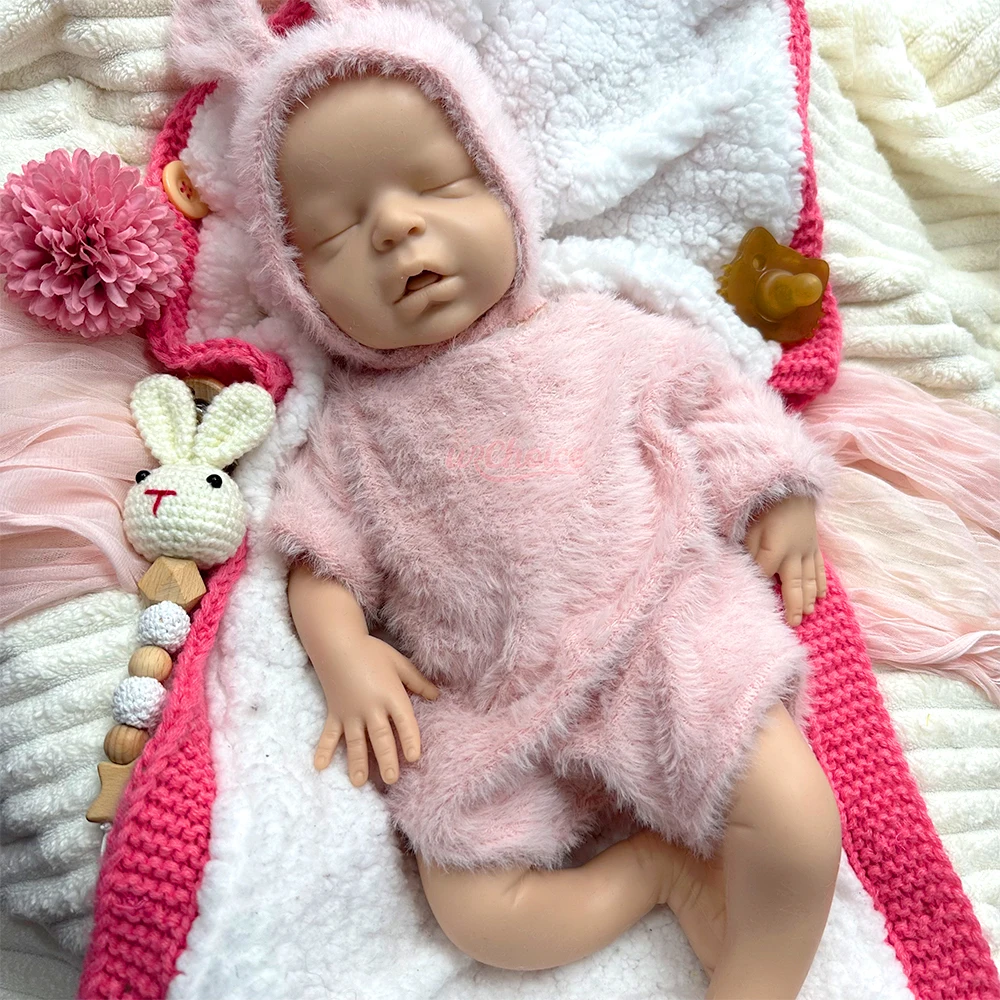 

Lifelike 18inch Full Solid Silicone Reborn Baby Girl Realistic Flexible Visible Veins Doll for Expectant Parents Gift