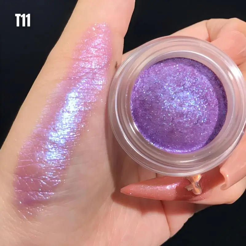 Cream Eyeshadow Holographic Golden Eye Shadow Highlighter Eyes Makeup Glitter Smooth Buttery Bouncy Eyeshadow Private Label