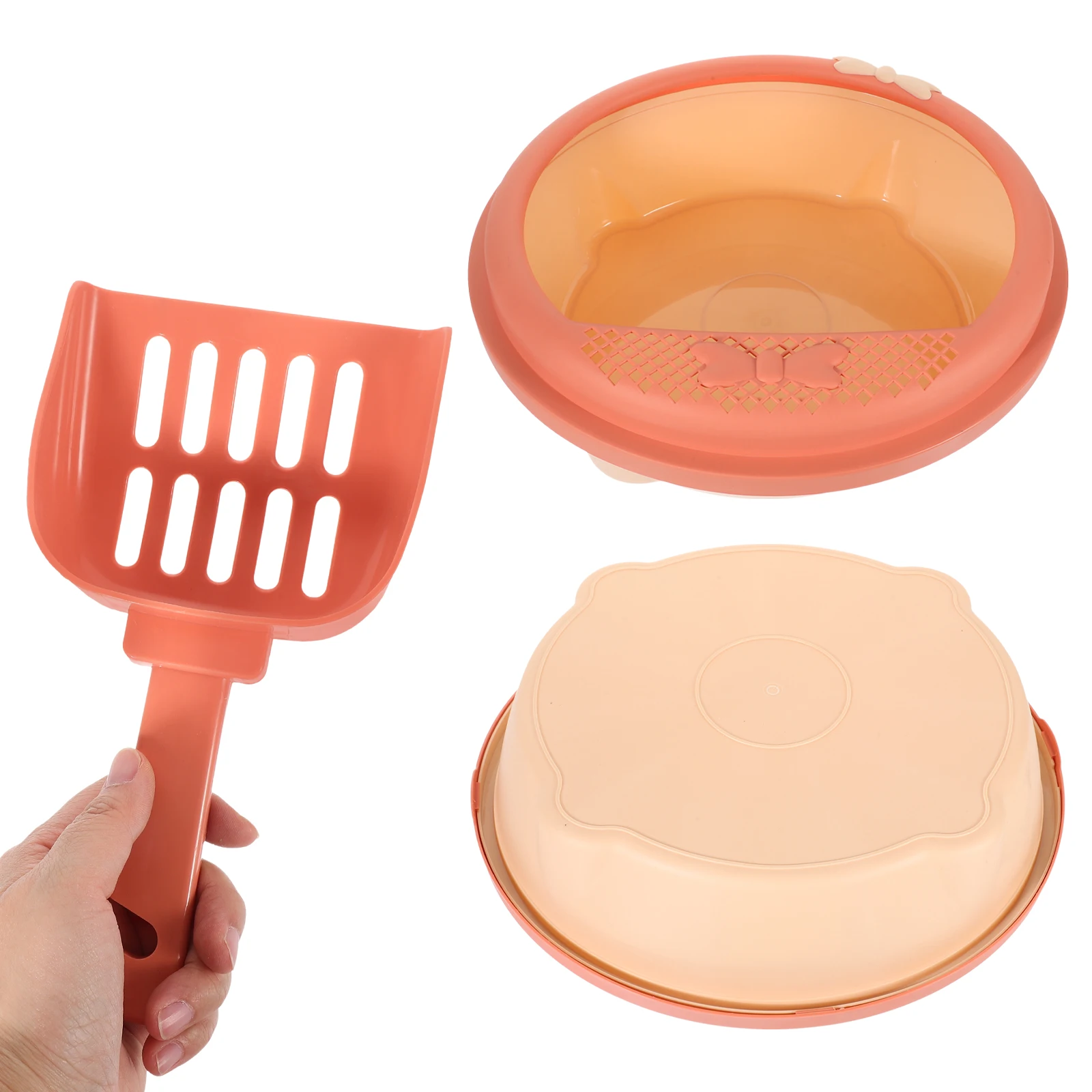 

Cat Litter Pink Small Kitten Clean Toilet Pet Supply Low Entry Litter Box Large Opening Spill Prevention Travel Portable
