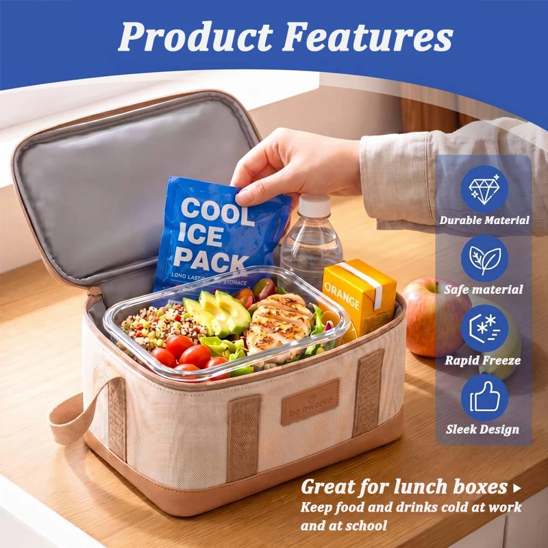 10Pcs Reusable Ice Packs for Lunch Bag Keep Cold 24 Hours Cooling Camping Freezer Sheets Freezer Pack for Food Transport