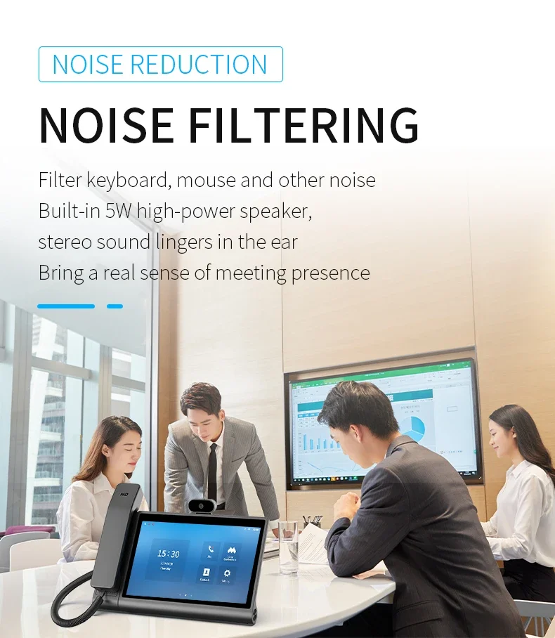Tela grande de 10,1 polegadas Android Video Reunião Telefone VOIP Reunião de escritório KT16 Terminal IP POE Power SIP Telefone