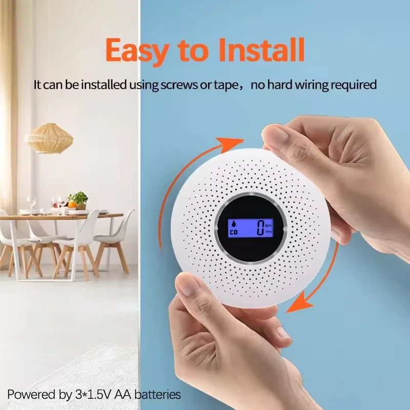 Hot Sell Smart 2 in 1 LED High Sensitive Digital Gas Smoke Alarm Co Carbon Monoxide Detector Voice Warn Home Security Protection