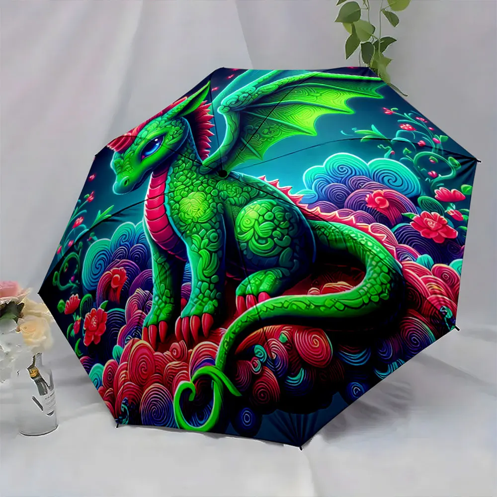 Colorful Dragon Design Umbrella with Fantasy Art Style portable waterproof sun rain umbrella for outdoor travel beach