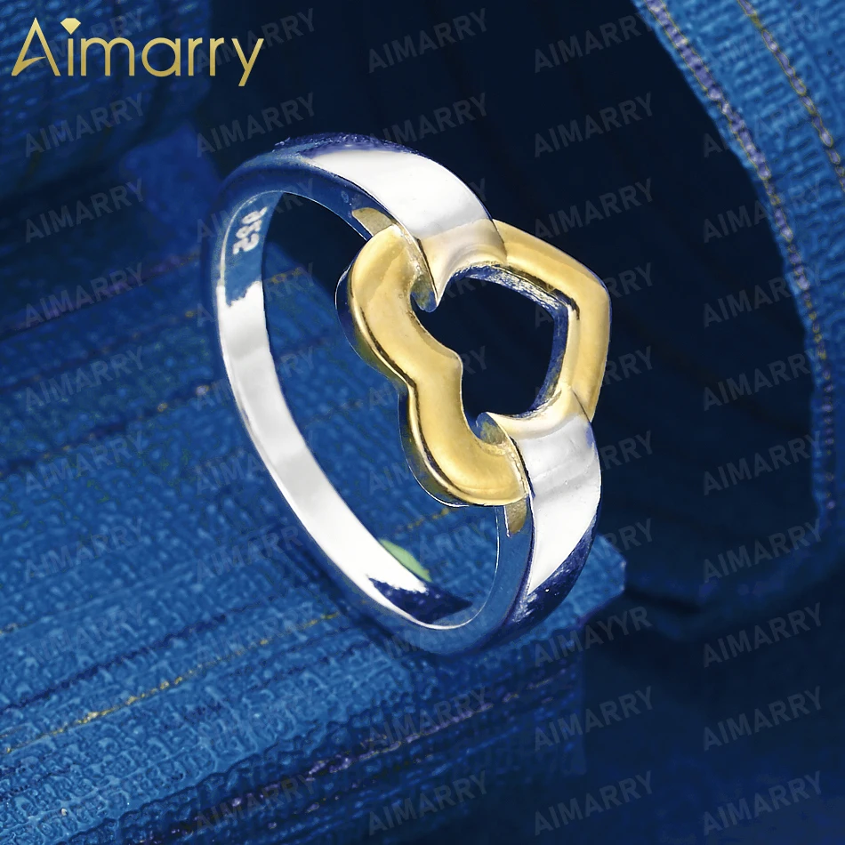 925 Sterling Silver 7-10# Simple Hollow Heart-shaped Luxury Ring for Women's Banquets and Weddings High-quality Fashion Jewelry