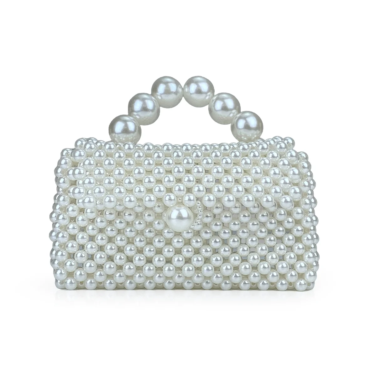 Small niche design versatile handmade bead imitation pearl handbag, daily portable acrylic women's bag