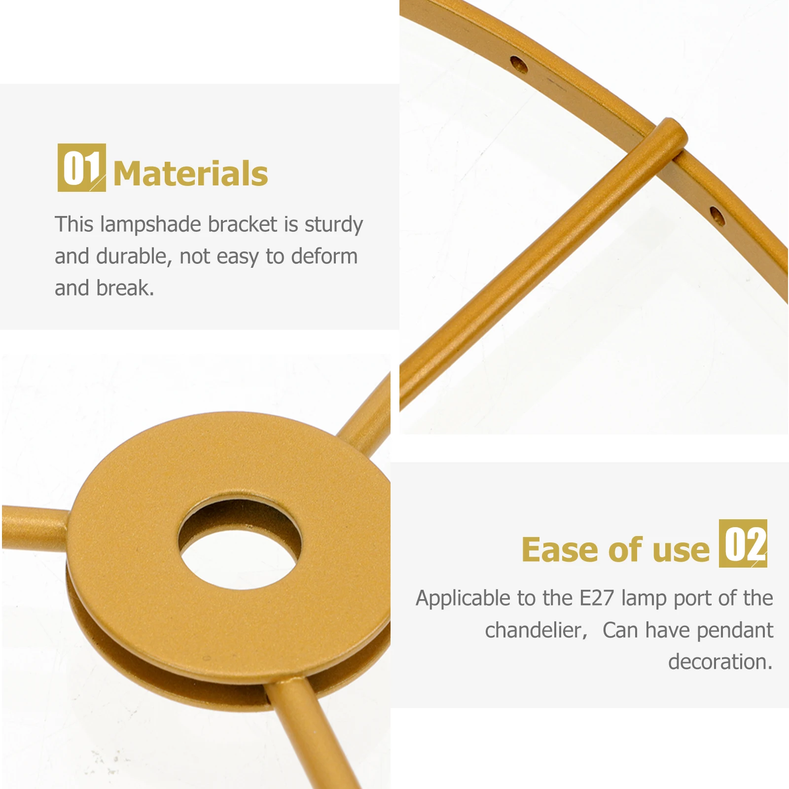 

Sturdy Iron Lampshade Bracket Durable Chandelier Frame E27 Diy Home Light Pendant Dual Ring Ceiling Lamp Holder For Living Room