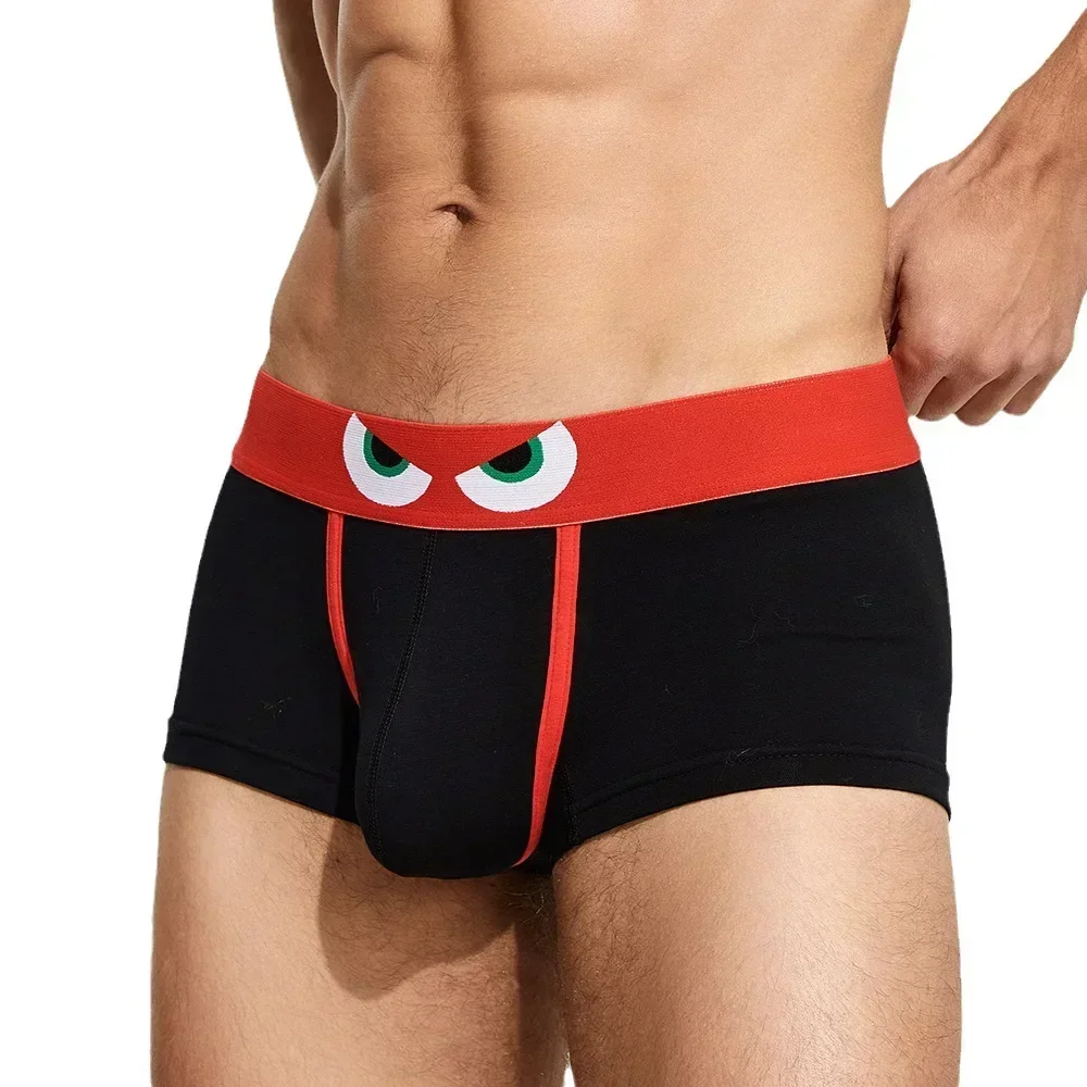 Summer Cotton Men Boxer Underwear Cute Eye Pattern Soft Breathable Casual Daily Underpants For Men