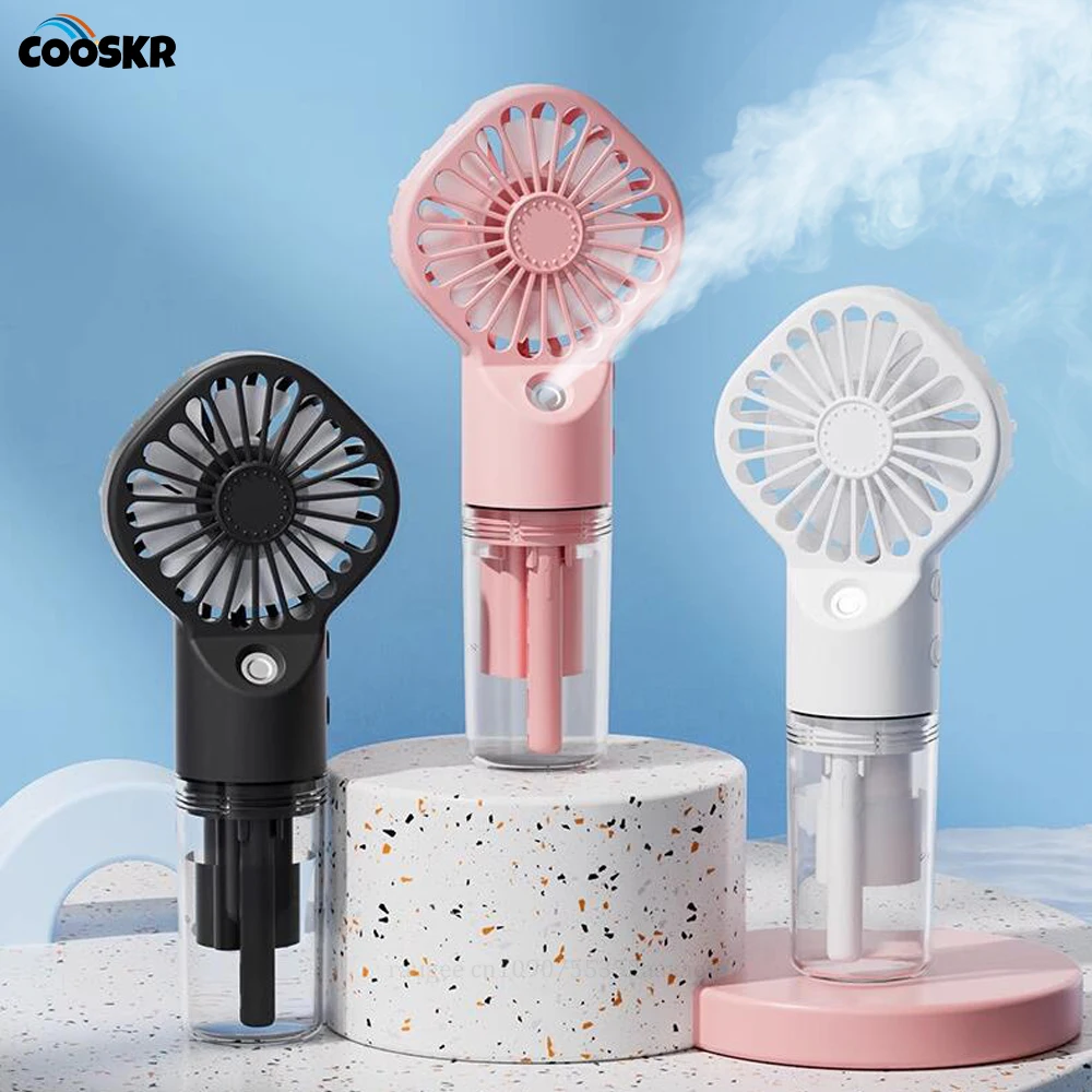 Ventilador de pulverización portátil, miniventilador humidificador de 4 velocidades, potente ventilador de niebla de pulverización de agua recargable por USB, ventilador pequeño para exteriores