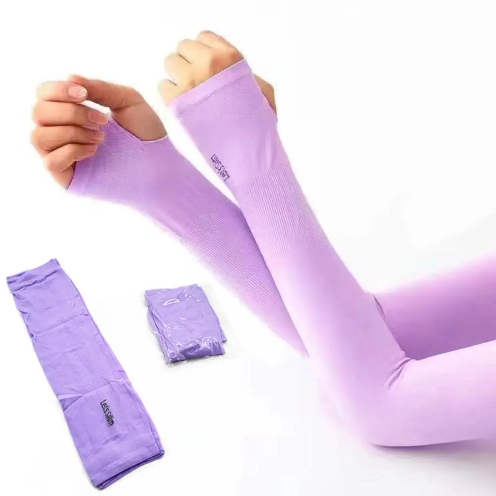 New Arm Cover Summer Cool Hand Sleeves Anti-UV Ice Silk Long Sleeves Anti-Sunburn Fingerless Arm Sleeve for Women Men