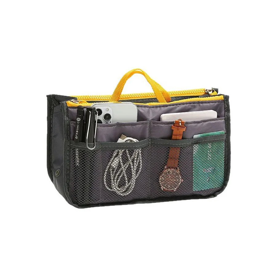 Women Cosmetic Organizer Bag Nylon Travel Insert Organizer Handbag Foldable Large Capacity Insert Bag Liner Makeup Tote
