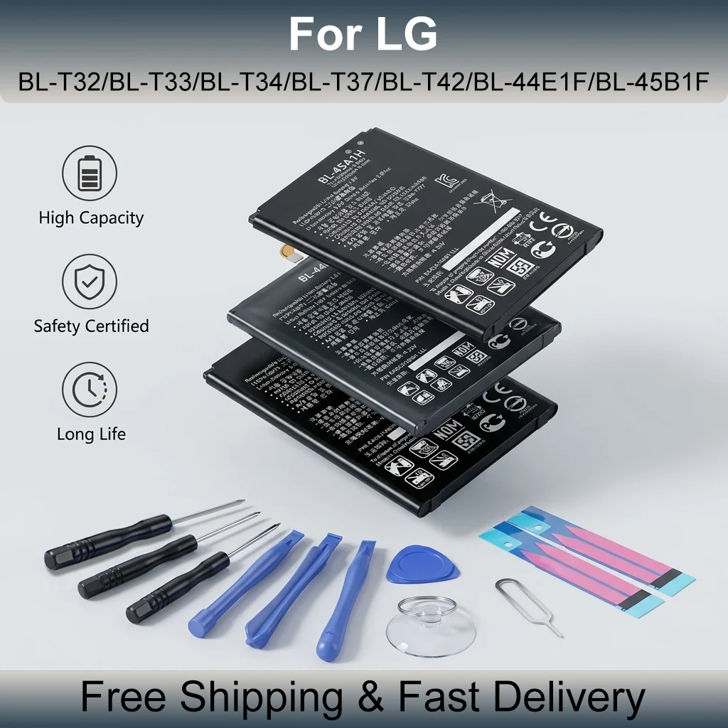 

Battery For LG G6 V10 V20 V30 V40 V50 ThinQ BL-44E1F BL-45B1F BL-T32 BL-T33 BL-T34 BL-T37 BL-T42 Rechargeable Phone Battery