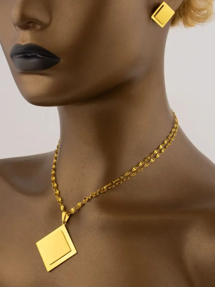 YM Ensemble collier et boucles d'oreilles italiens pour femmes, bijoux légers, cadeau pour fête, mariage, usage quotidien 3