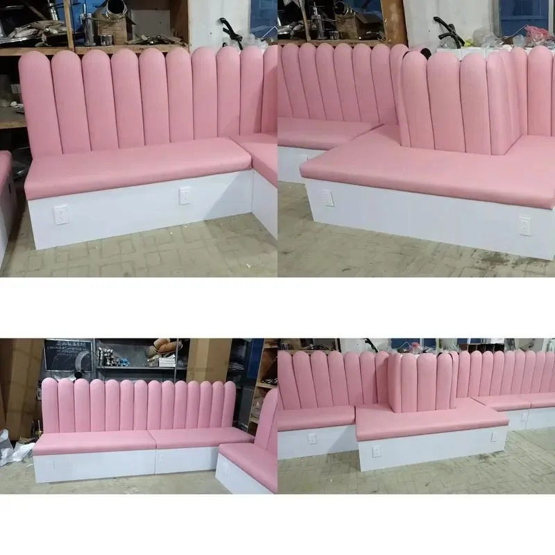 Pink Reception Chair Waiting Room Sofa for Barber Shop Beauty Salon Nail Salon