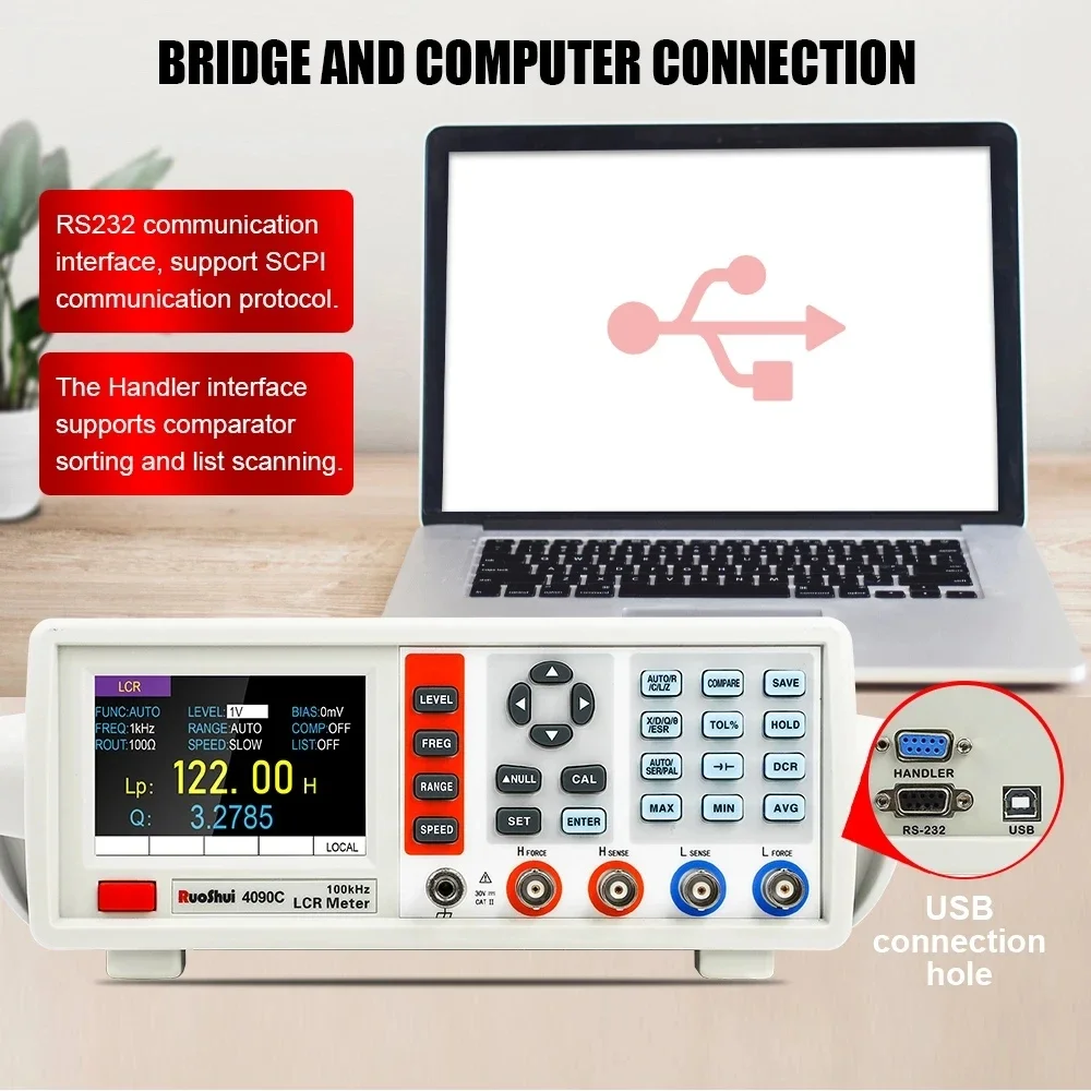 RuoShui Digital LCR Meter Desktop Capacitance Resistance Impedance Inductance Measure Instrument Electric Bridge Component Test