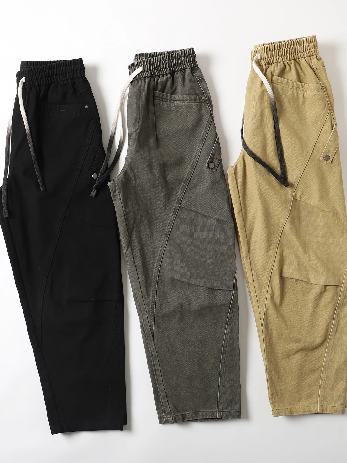 

Мужские джинсы Waed из чистого хлопка, американского кроя, цвета хаки, плотные, свободного кроя, зауженные, в японском стиле, повседневные брюки-чинос, длинные повседневные брюки