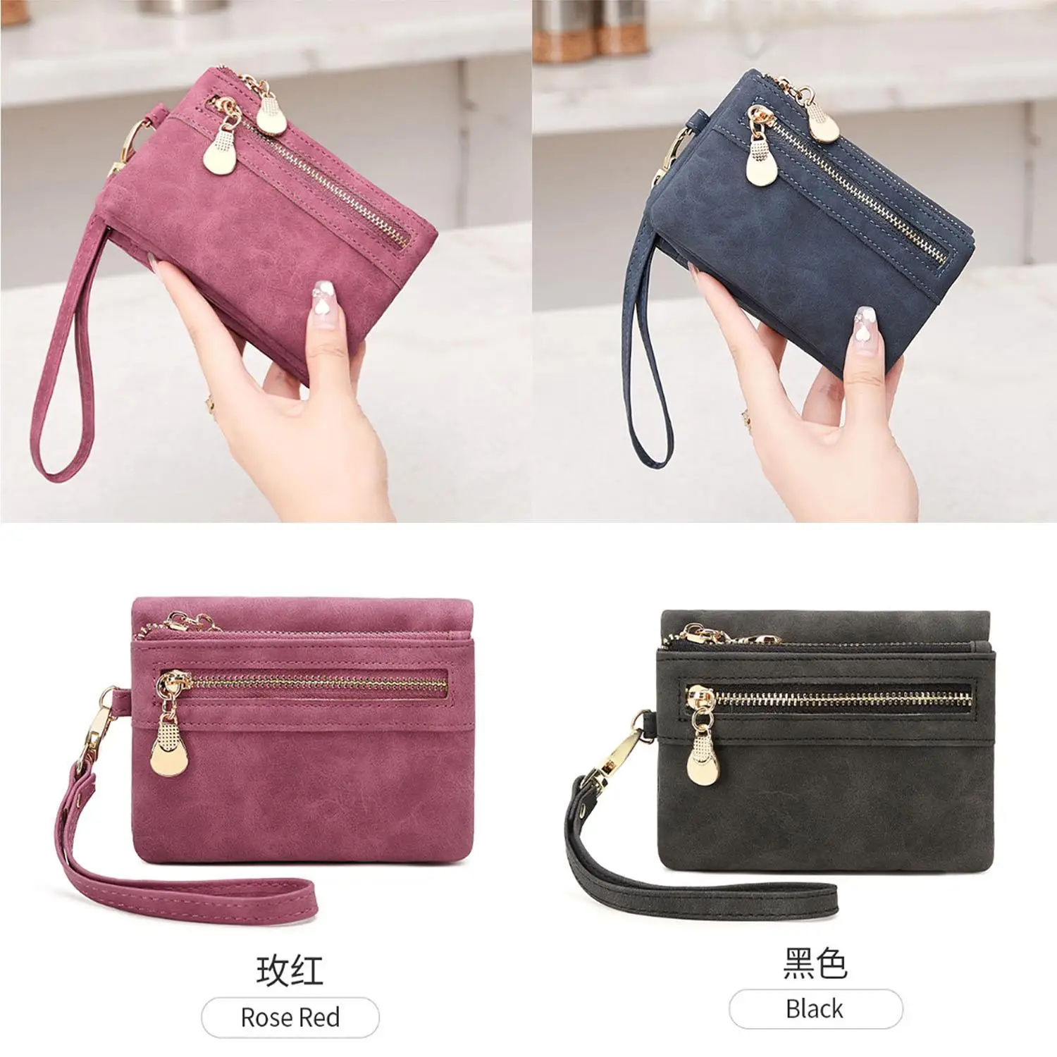 

1 Pc Hand-held Coin Purse Female Short Wallets Foldingzipper Simple Women's Portable Multifunctional PU Leather Card Holder