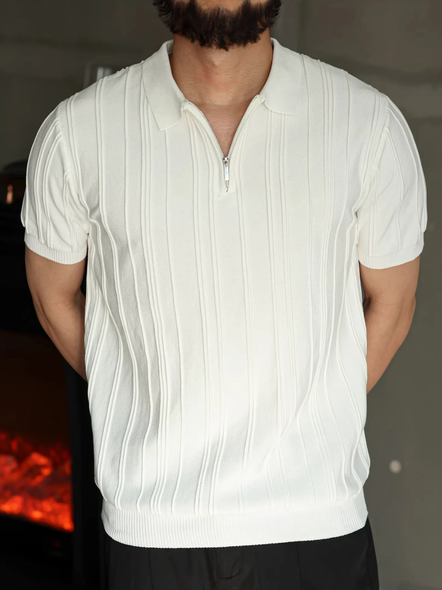 

Мужская летняя дышащая повседневная футболка свободного кроя с коротким рукавом на молнии из ледяного шелка, быстросохнущая, устойчивая к сминанию, молодежный тренд