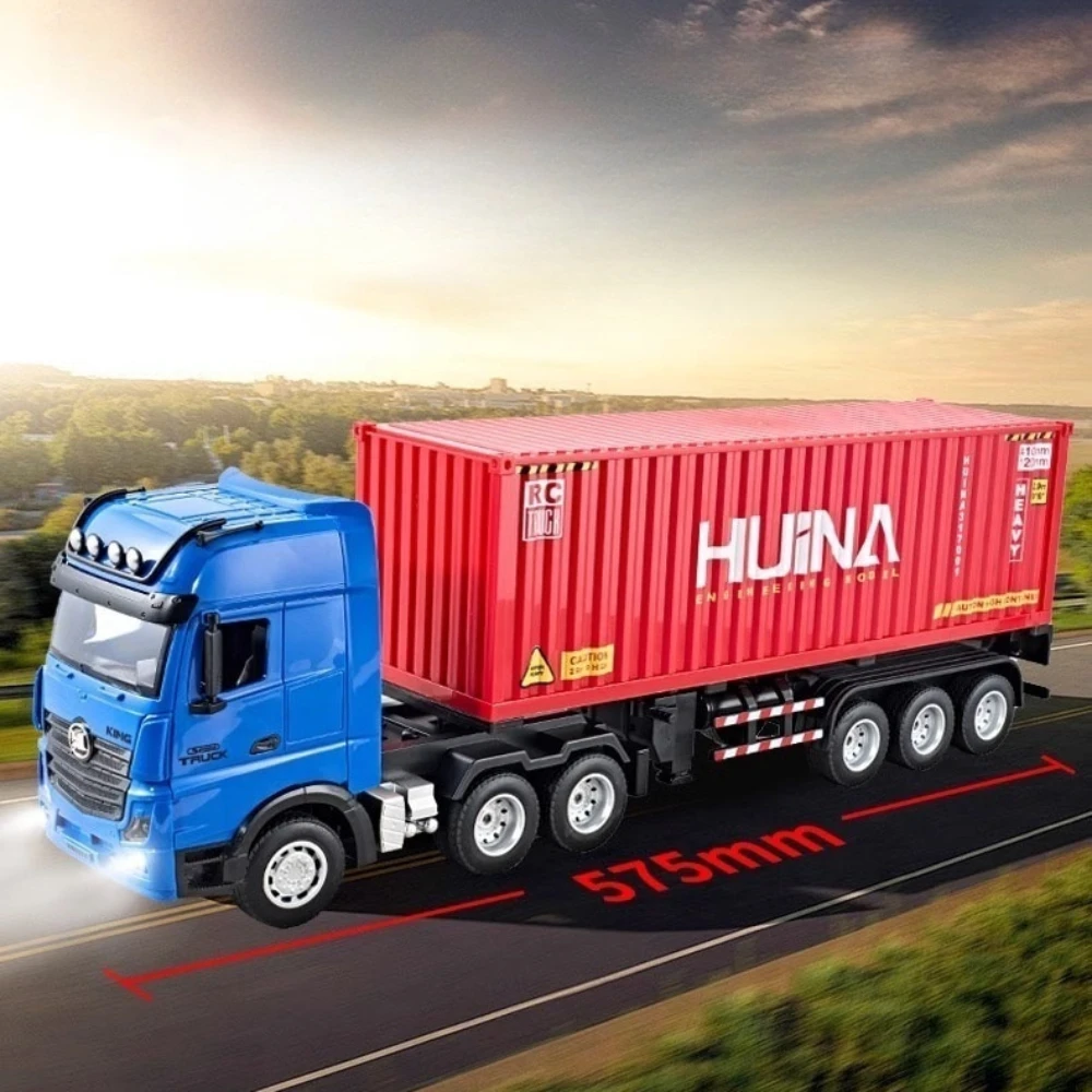 HUINA621 1/18 Remote Control Truck Toy Electric Container Large Transport Truck with Light and Sound Charging Toy Model