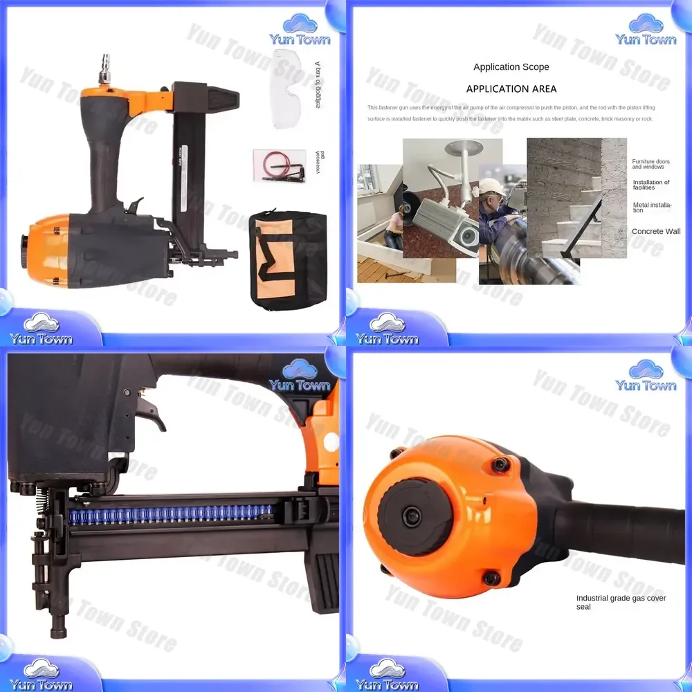Air Riveter Gun for Heavy-Duty Nail Forming Angles Air Pneumatic Window Door Jig Compatible Gripped Handle Air Nail Gun for