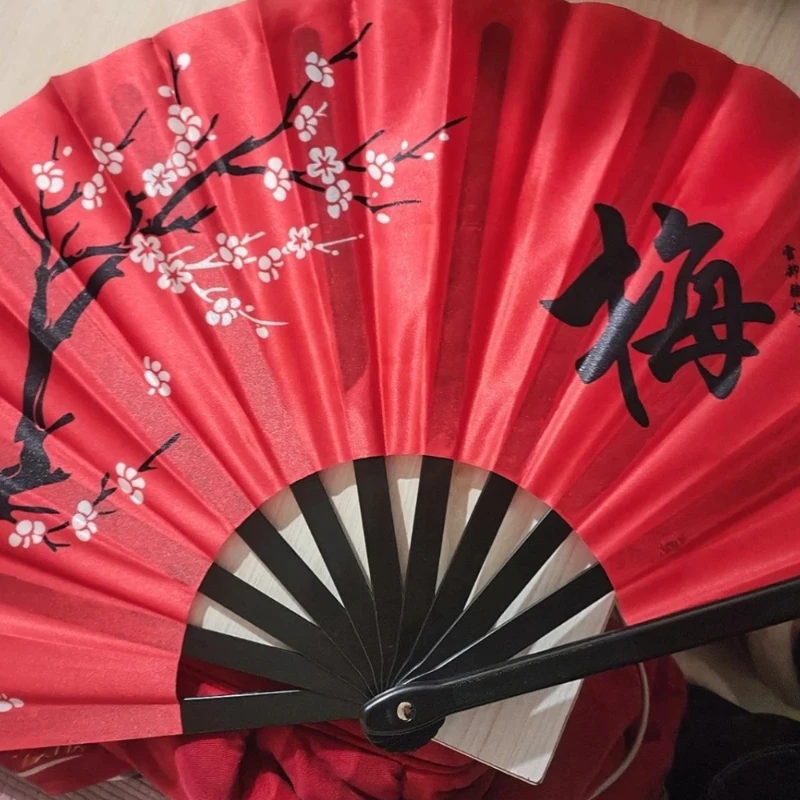 Plum Blossom Tai Chi Fan Genuine Plastic Bone Tai Chi Kung Fu Show Fans Dance Performance Props National Style China-Chic Fans