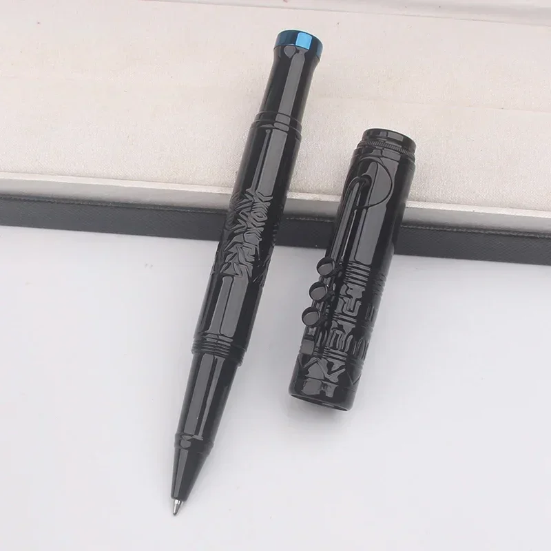 عالية الجودة معدن أسود قلم حبر جاف قلم الكرات الدوّارة البطانة نمط الجاز برميل رواية الكتابة أقلام لوازم مكتبية