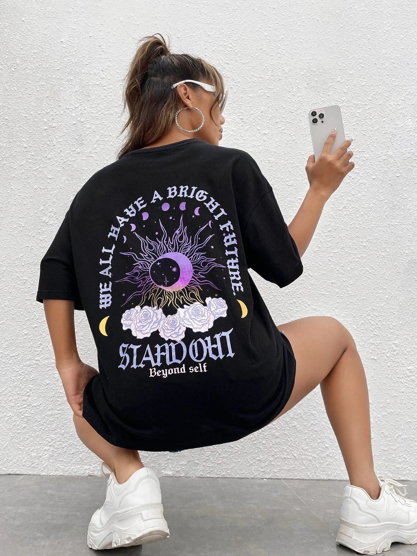 Sun And Moon Beauty Print Women Tshirt Breathable Comfortable Short Sleeve Fashion Cool Retro Tees Casual O-Neck Clothes New