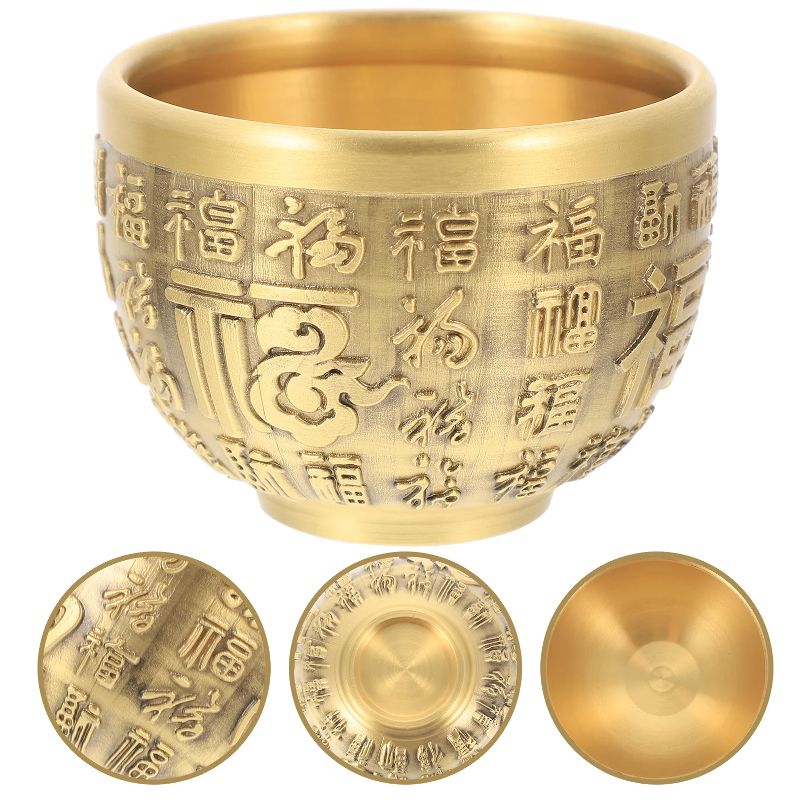 

Gold Brass Bowl Chinese Treasure Basin Container Desktop Decor Home Office Tabletop Adornment Luxury Metal