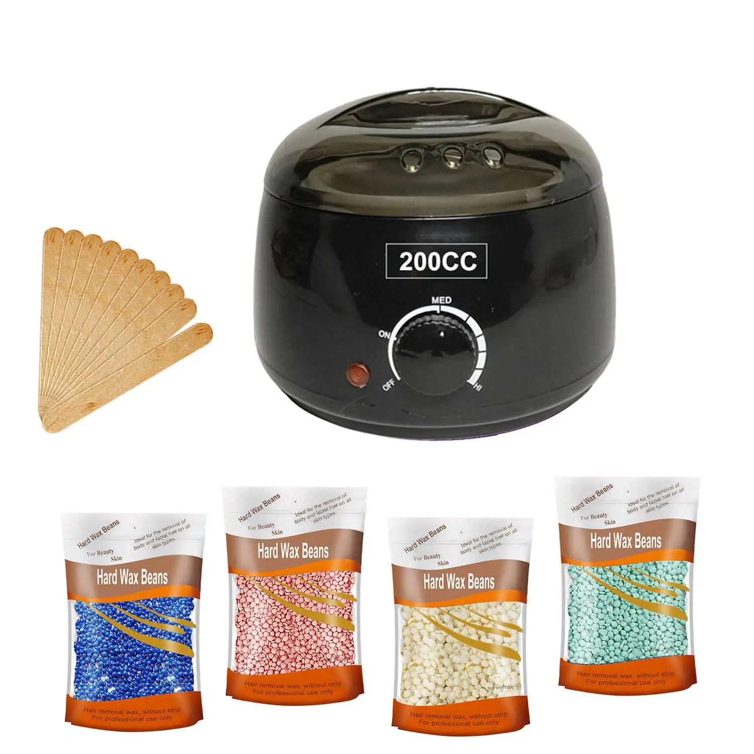 왁스 히터 워머 제모 기계, 200CC, 핸드 풋 바디 스파 제모기, 파라핀 왁스 포트, 왁스 콩 및 나무 스틱 포함