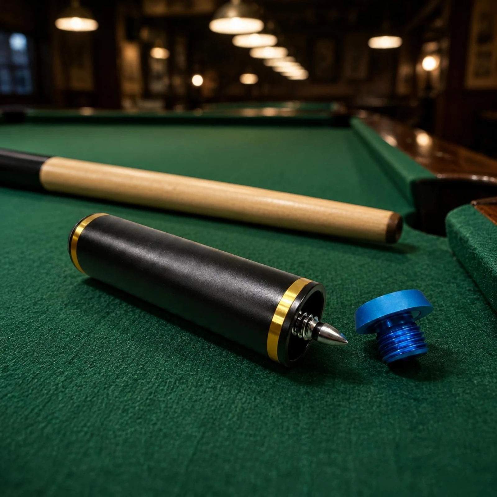 Billiard Cue Extension Handle Blue Adapter Threaded Cue Handle Extender Game Equipment Shiny Accent Rings Sports Gear view 4