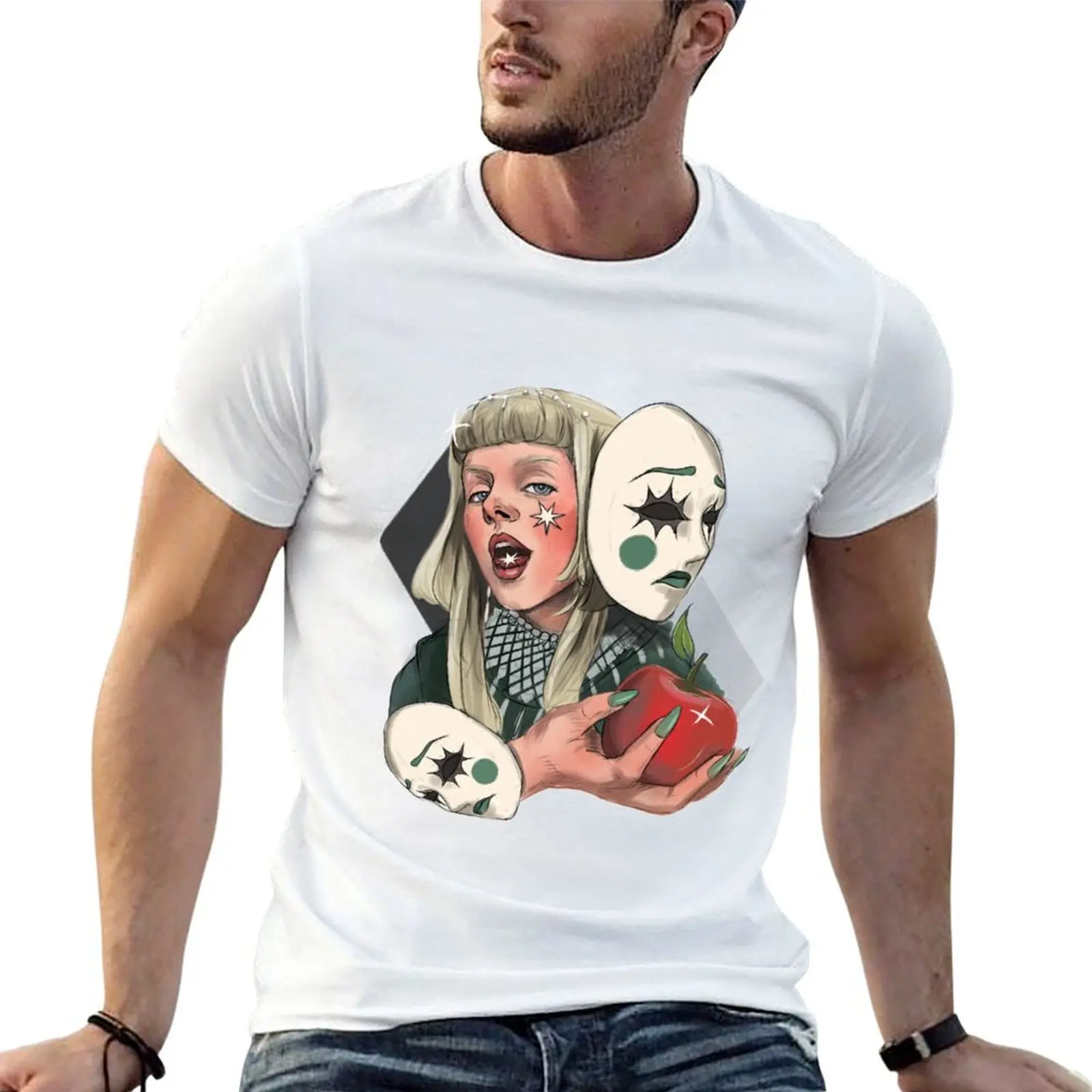 

Футболка Aurora Aksnes Cure For Me Fanartwork, футболки для мужчин, белая футболка с принтом на заказ, мужская повседневная футболка