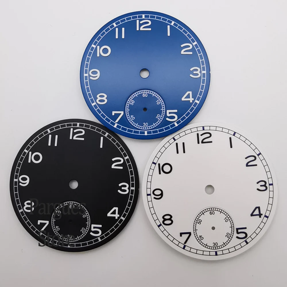 37mm sterile black blue white luminous watch dial fit ETA6498 st3621 movement