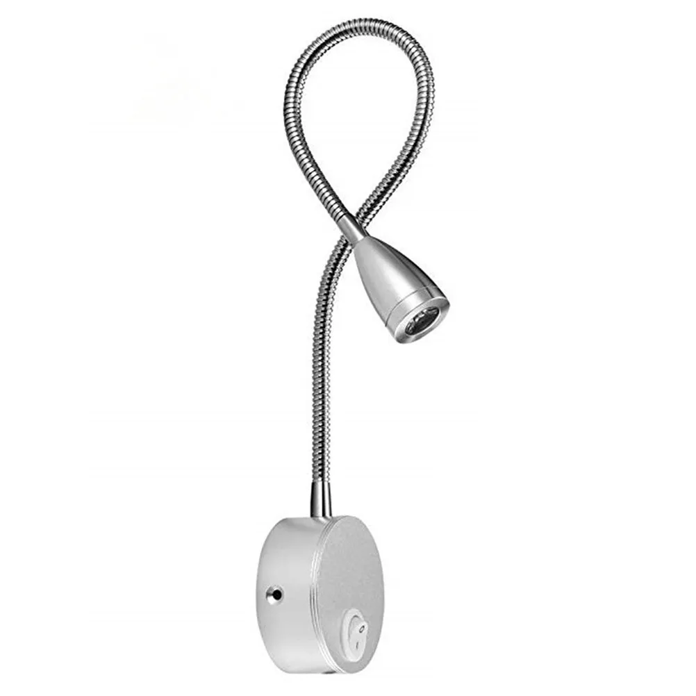 

Настенный светильник для спальни 3W LED, матовое серебро, белый, с гибкой штангой, для чтения, для дома, декоративное освещение