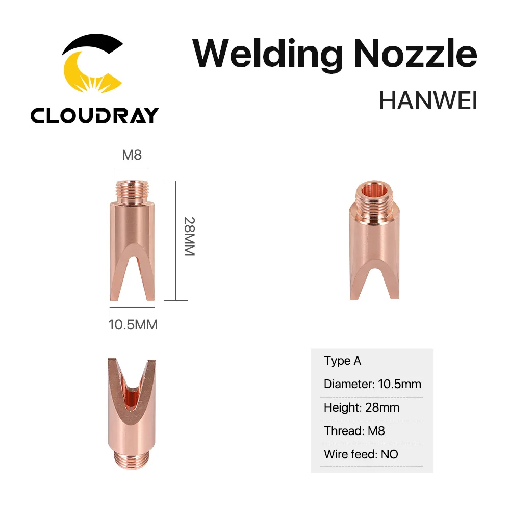 Cloudraty HANWEI Welding Laser Nozzle M8 Thread  Diameter 10.5mm With Wire Feed for 1064nm Laser Welding Head