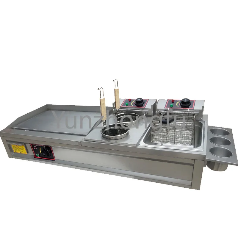 Deep Fryer 220V Commercial Electric Griddle Fryer All-In-One Machine Pancake Maker Grilled Squid Teppanyaki Equipment