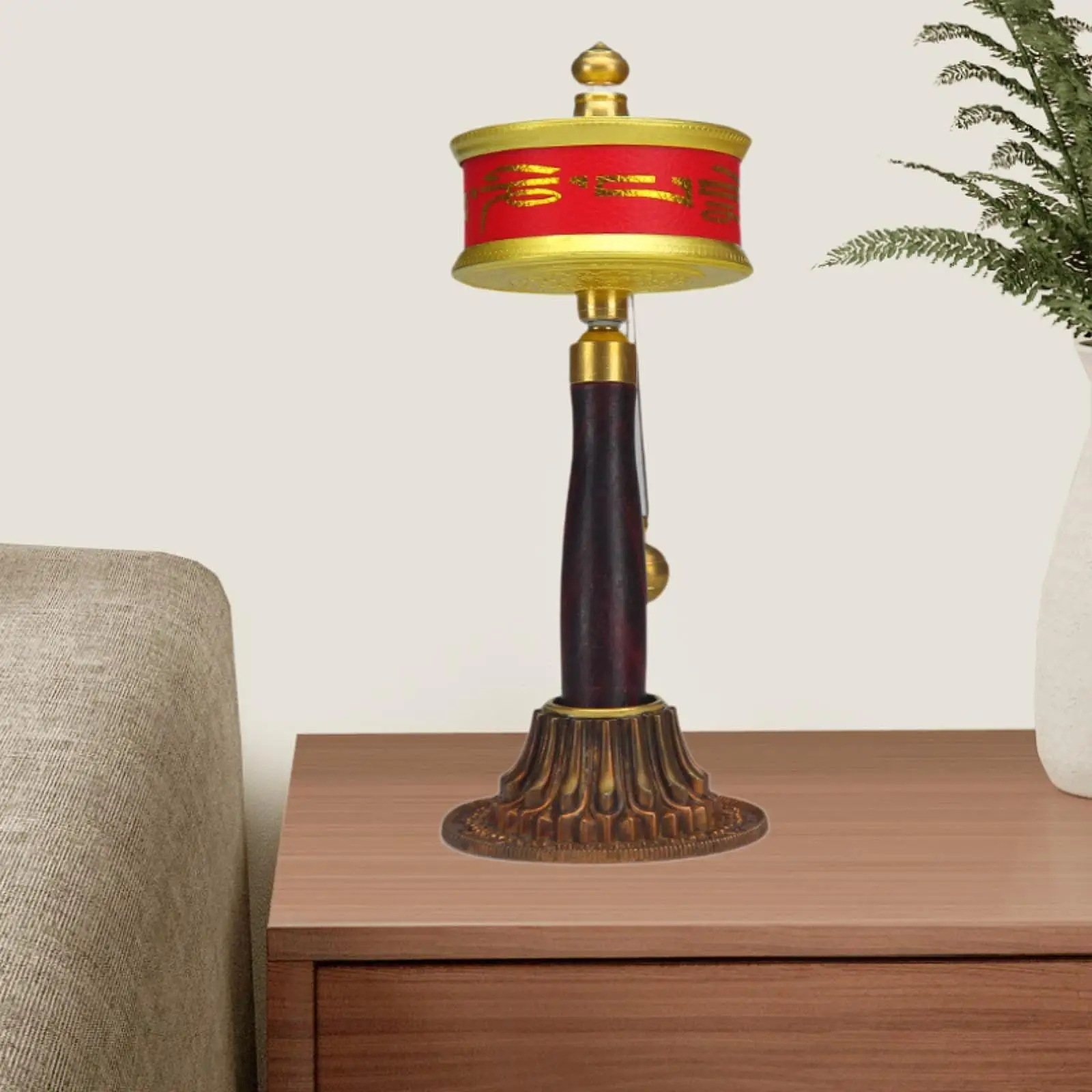 Prayer Wheel Base Brass Buddhist Lotus Hand Cranking Tibetan Stand for Nepali Home Decor Gift