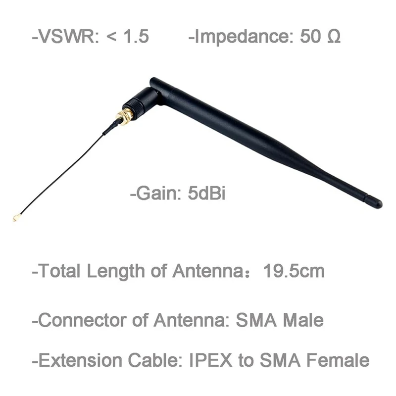 الترويج! هوائي لورا 915 ميجا هرتز 5Dbi SMA ذكر 195 مم + IPEX إلى SMA كابل أنثى لـ Meshtastic ESP32 Lora 32 V3 HTCC-AB02S (20 قطعة)